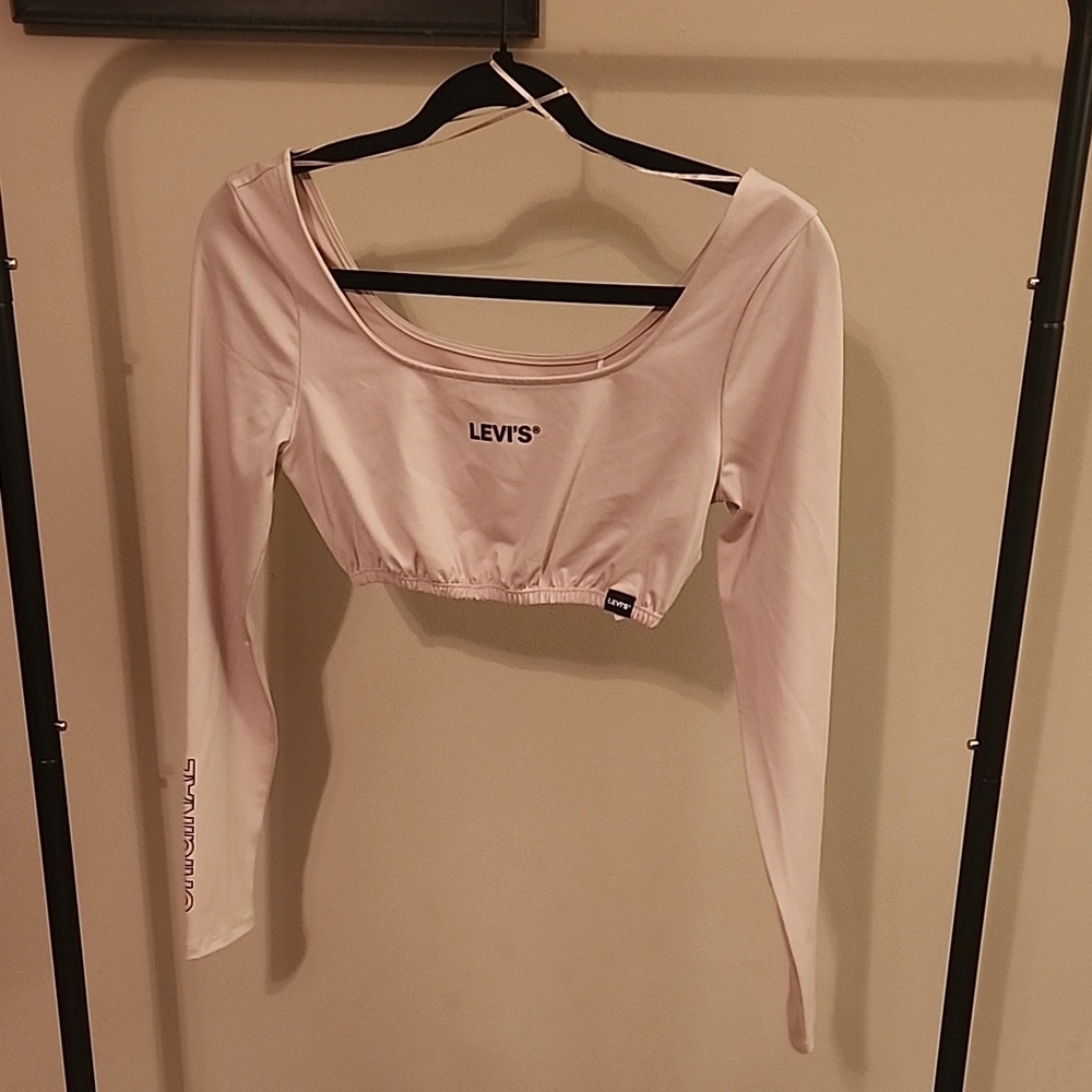 Levi's White Long Sleeve Crop Top